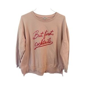 Wildfox XL Pink Sweatshirt - 'But First, Cocktails'
